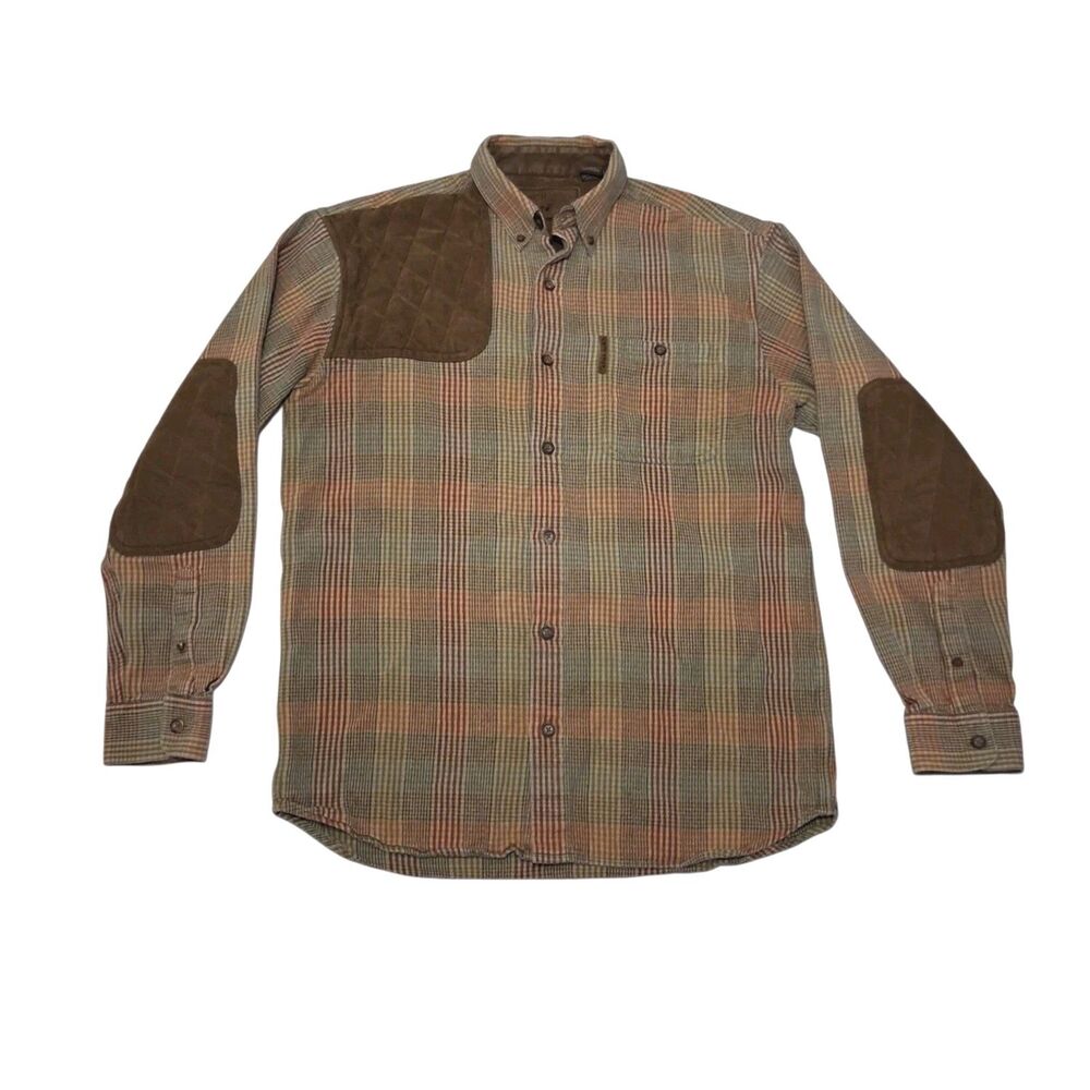 North River Men's Medium Shirt Padded Shoulder Elbows Button Up Long Sleeve